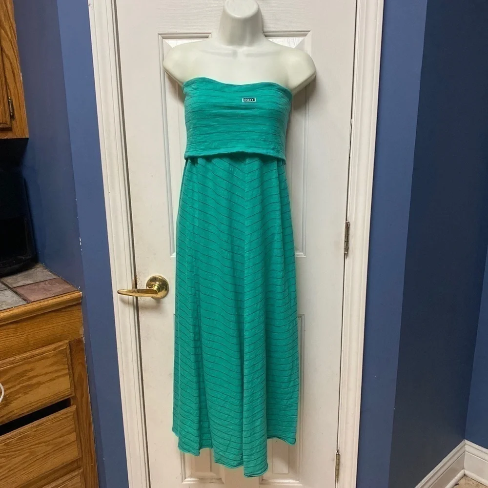 ROXY Women’s Maxi Skirt / haltered dress teal green size small.
